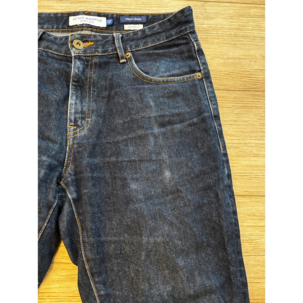 Peter Manning NY PMNYC Standard Fit Jeans Dark Wash 29W 29L Mens Indigo Denim - Picture 2 of 9